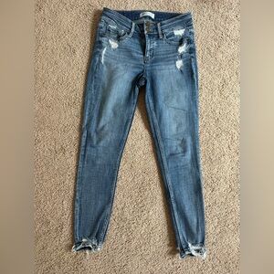 BKE Women's Blue Distressed Skinny Jeans